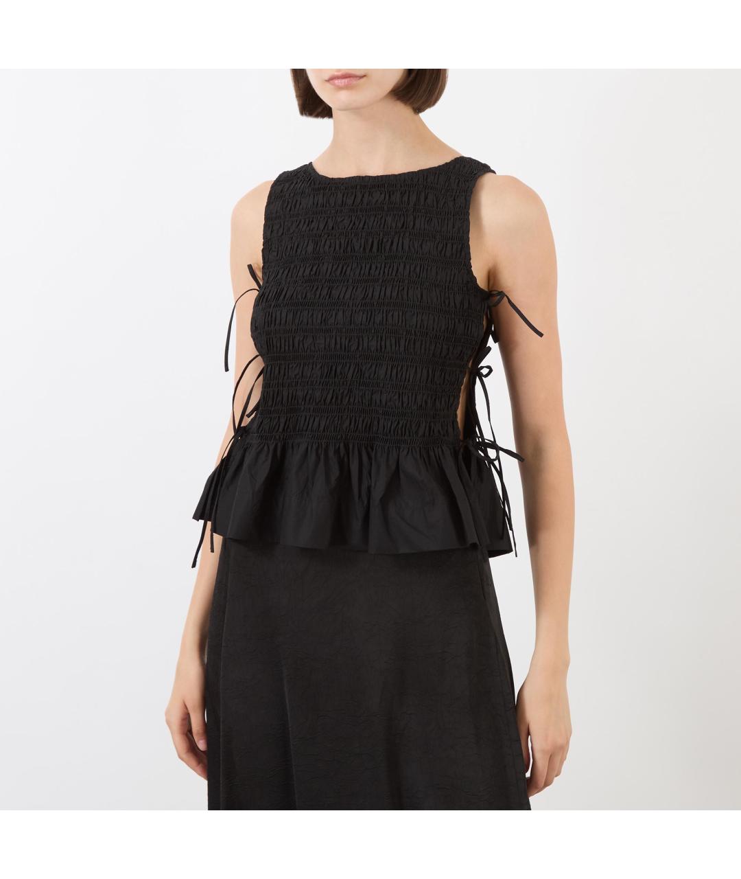 GANNI Черная хлопковая майка, фото 3