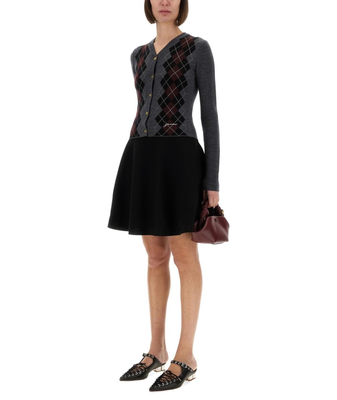 GANNI Антрацитовый шерстяной кардиган, фото 2