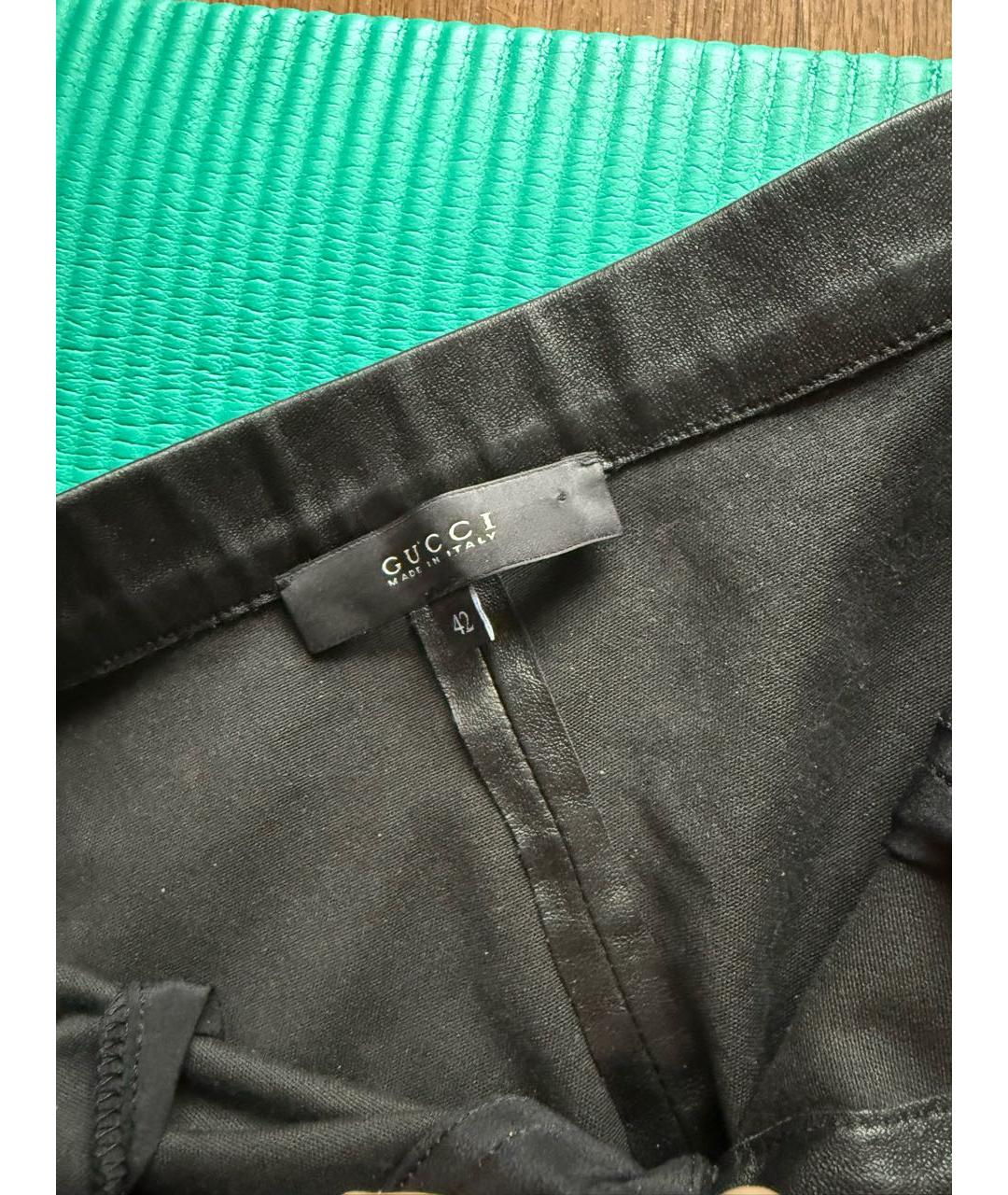 GUCCI Черные кожаные брюки узкие, фото 4
