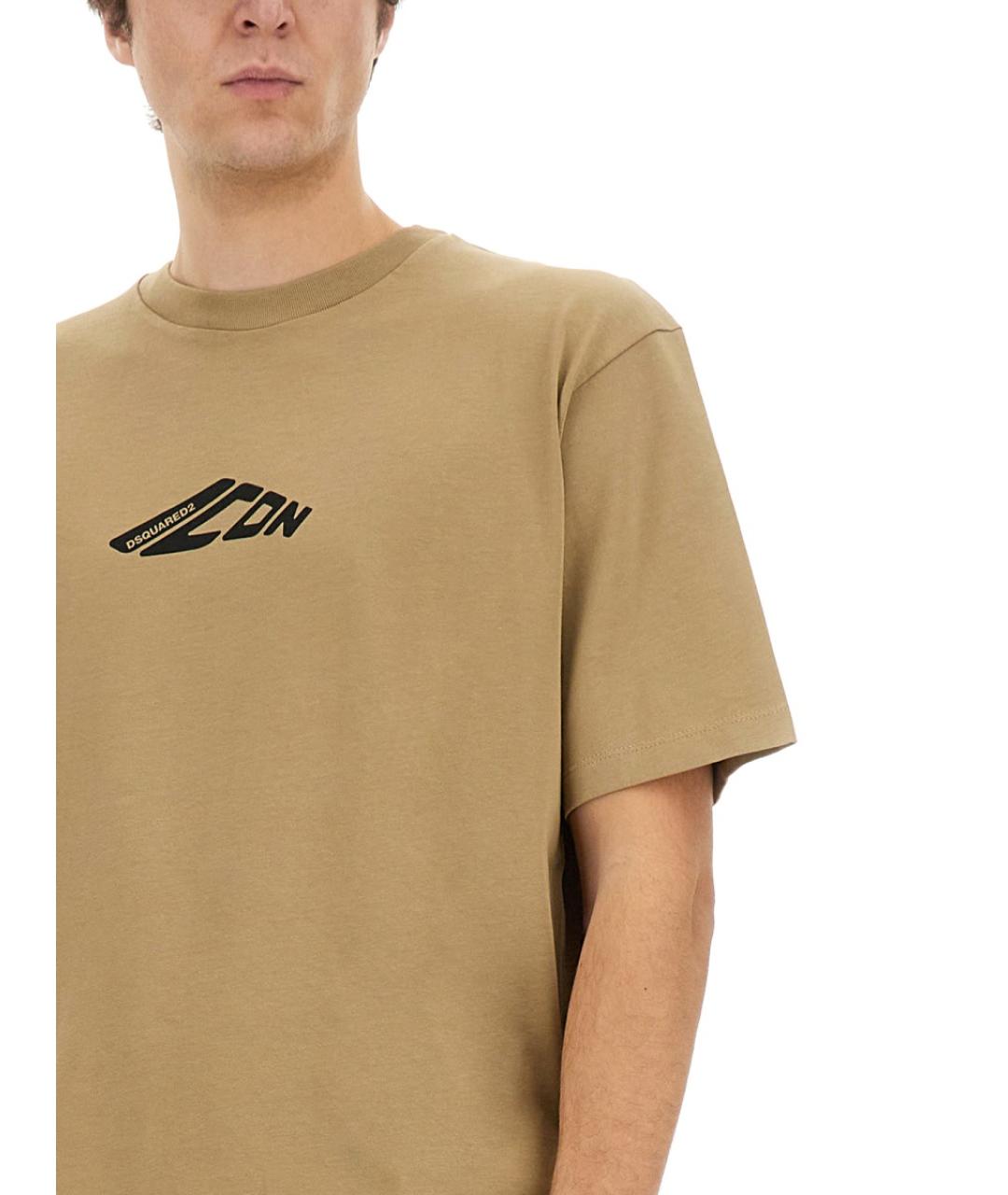 DSQUARED2 Бежевая хлопковая футболка, фото 4