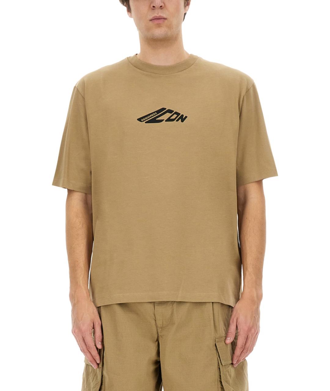DSQUARED2 Бежевая хлопковая футболка, фото 1
