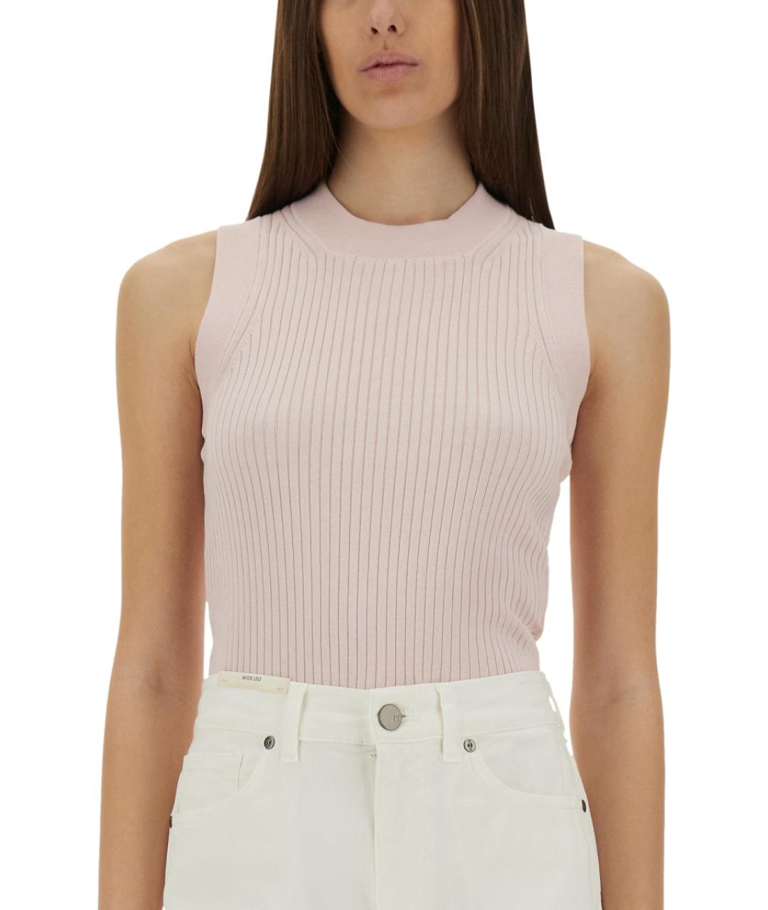 SPORTMAX Розовая хлопковая майка, фото 4