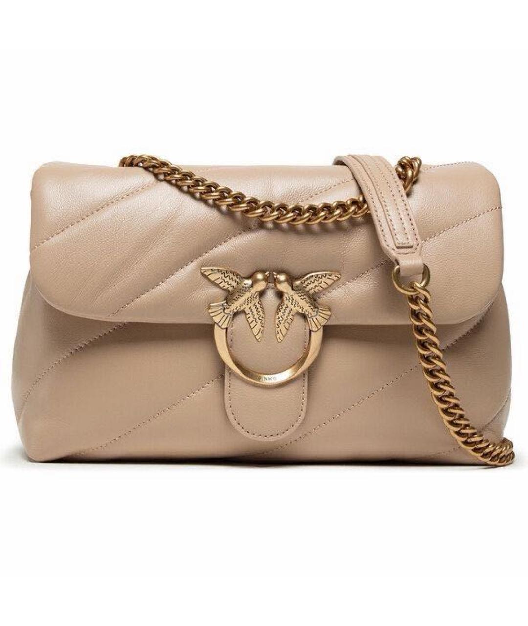 PINKO Бежевая кожаная сумка через плечо, фото 8