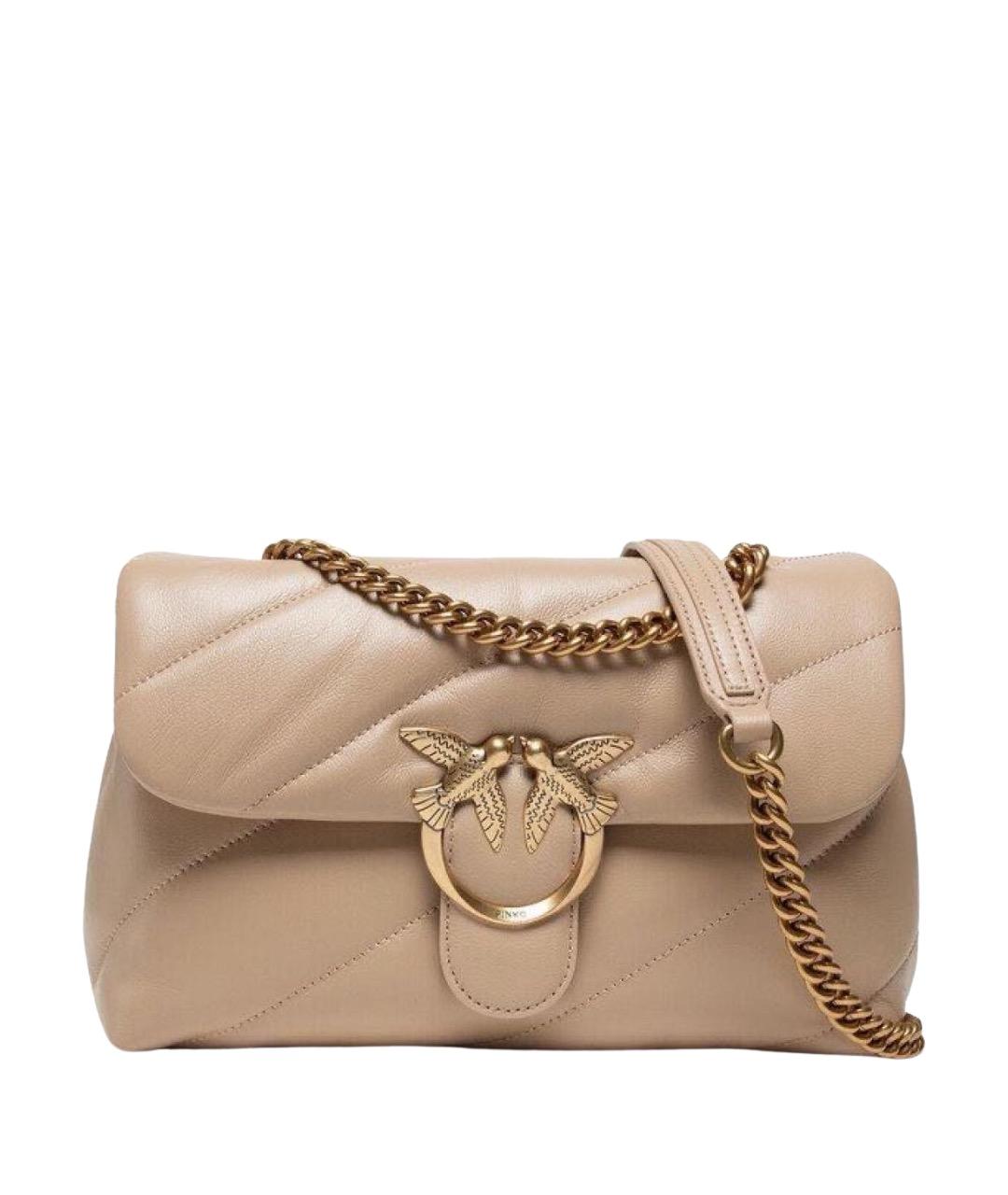 PINKO Бежевая кожаная сумка через плечо, фото 1