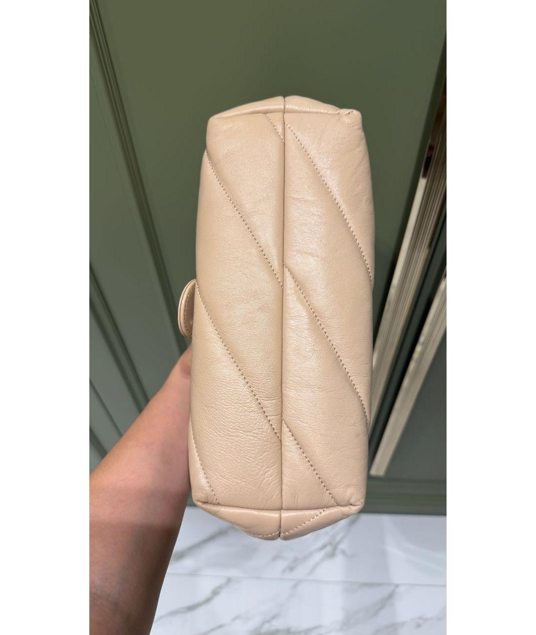 PINKO Бежевая кожаная сумка через плечо, фото 4