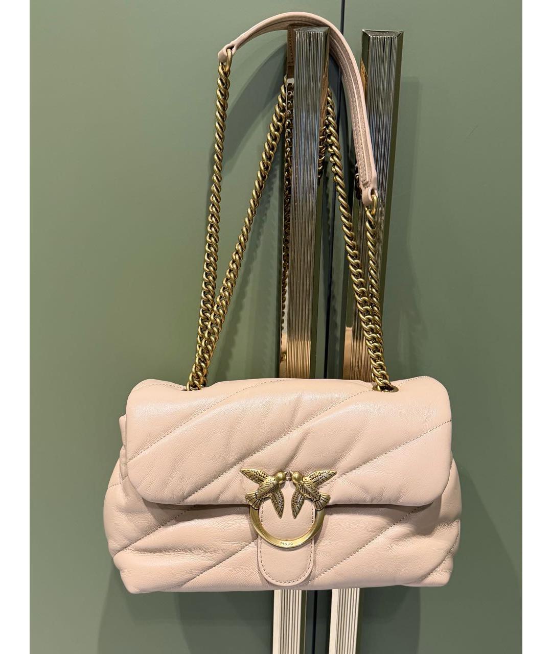 PINKO Бежевая кожаная сумка через плечо, фото 2