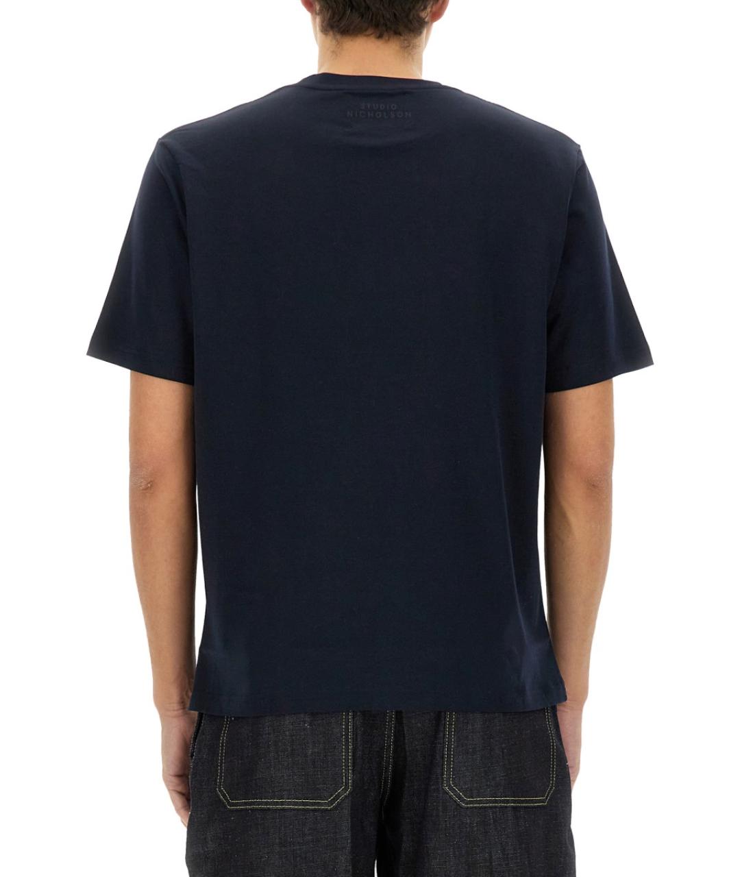 STUDIO NICHOLSON Синяя хлопковая футболка, фото 4