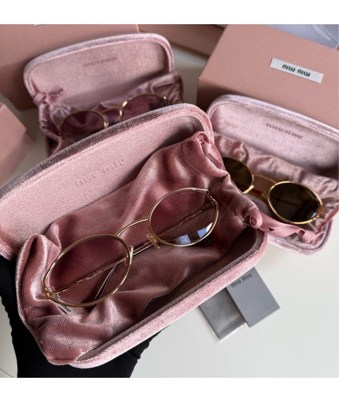 MIU MIU Золотые металлические солнцезащитные очки, фото 3