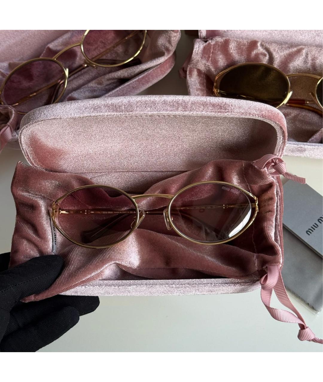 MIU MIU Золотые металлические солнцезащитные очки, фото 2