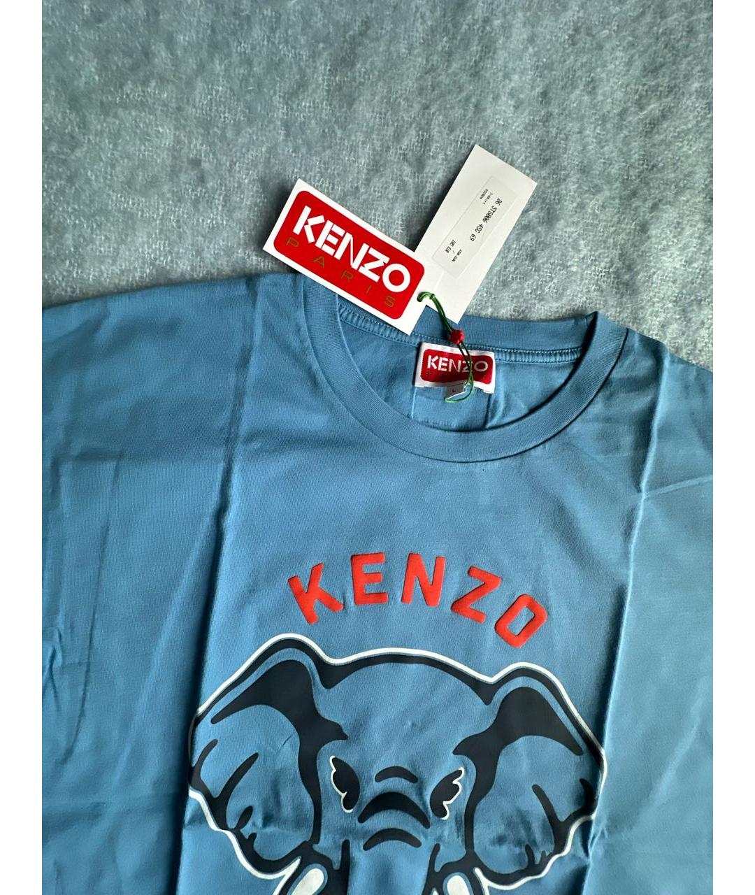 KENZO Голубая хлопковая футболка, фото 3