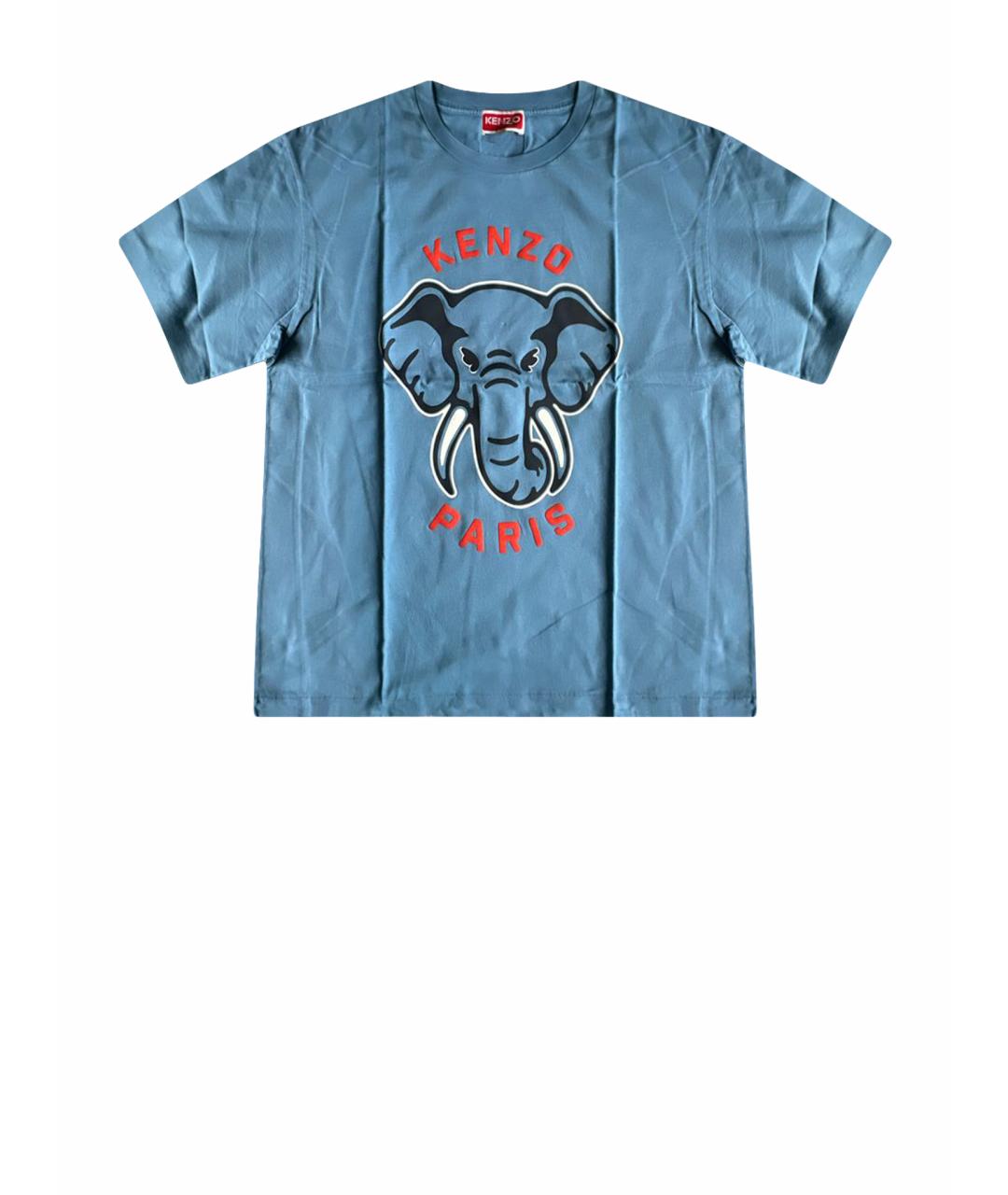 KENZO Голубая хлопковая футболка, фото 1