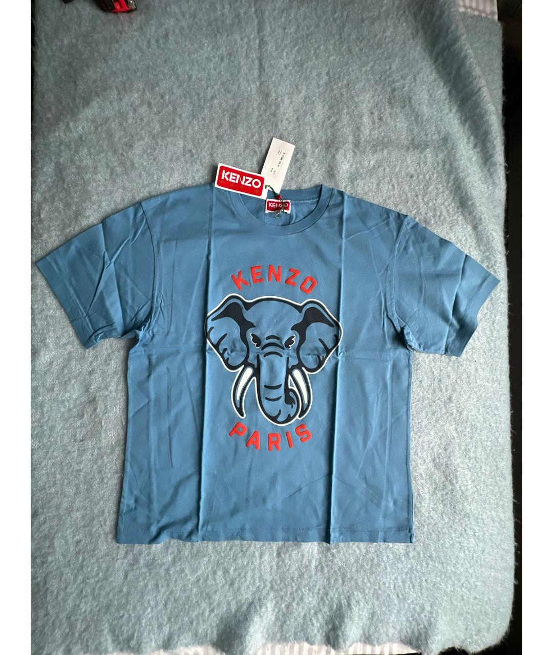 KENZO Голубая хлопковая футболка, фото 9