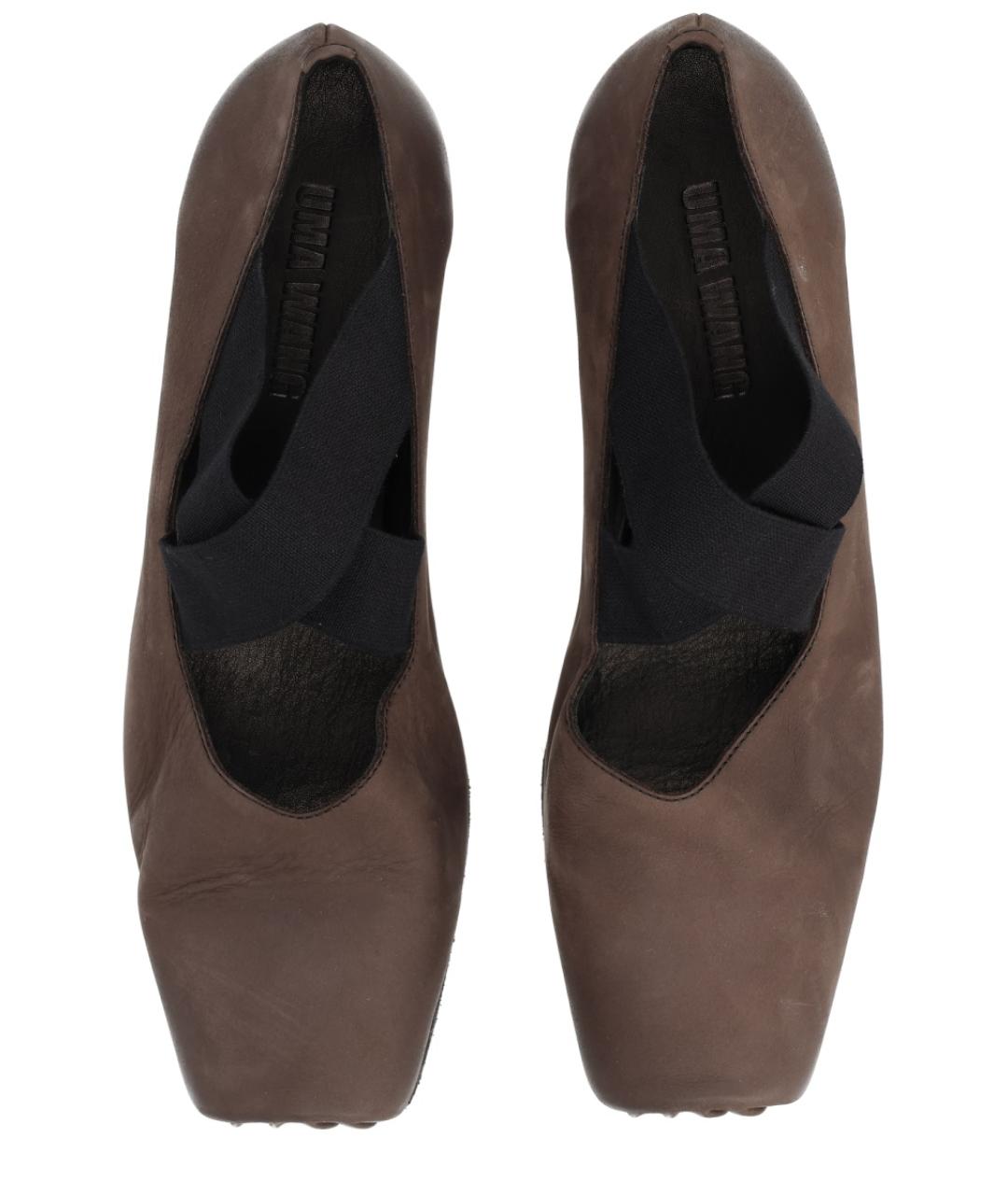 UMA WANG Коричневые кожаные балетки, фото 5