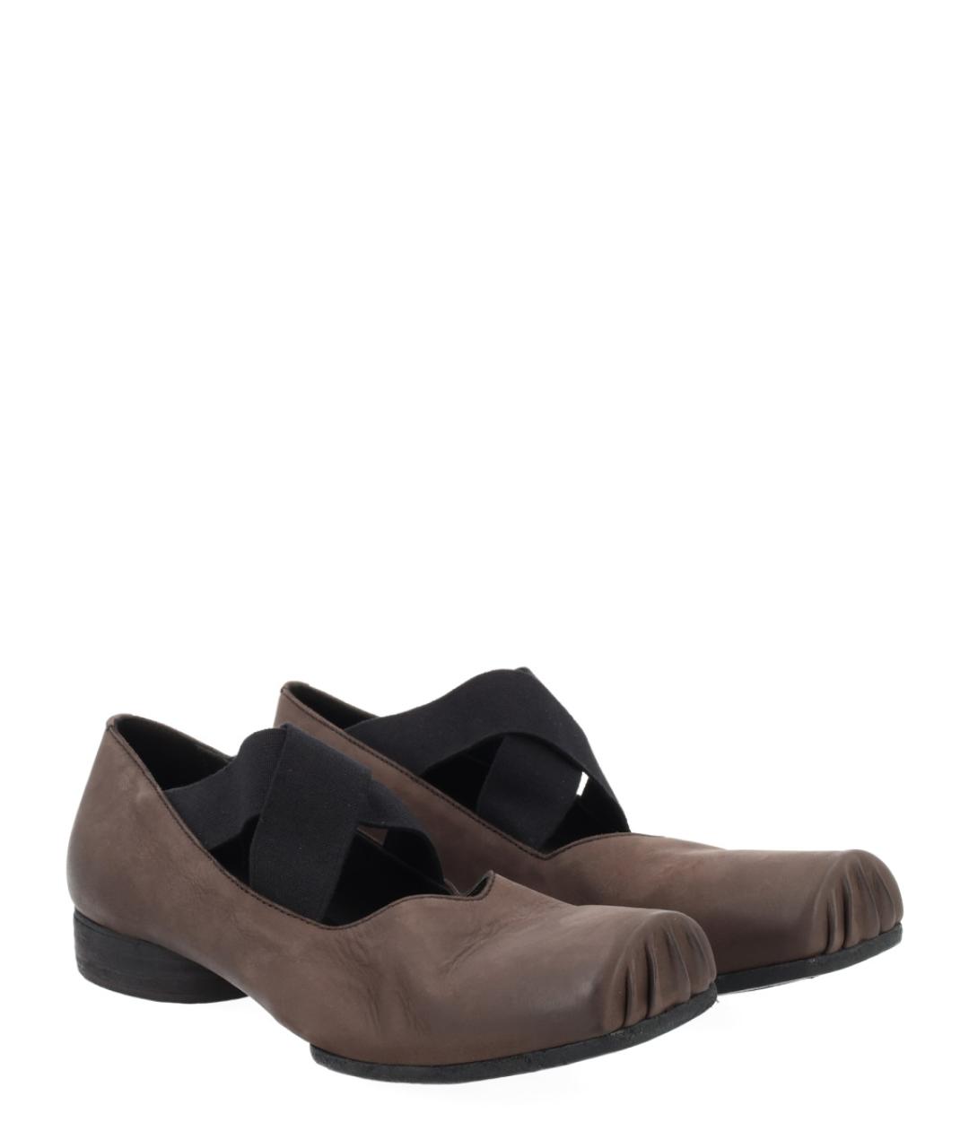 UMA WANG Коричневые кожаные балетки, фото 2