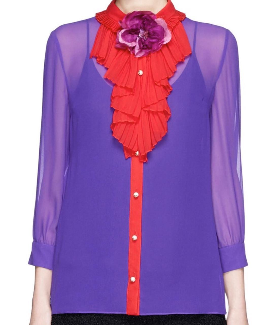 GUCCI Фиолетовая шелковая рубашка, фото 2