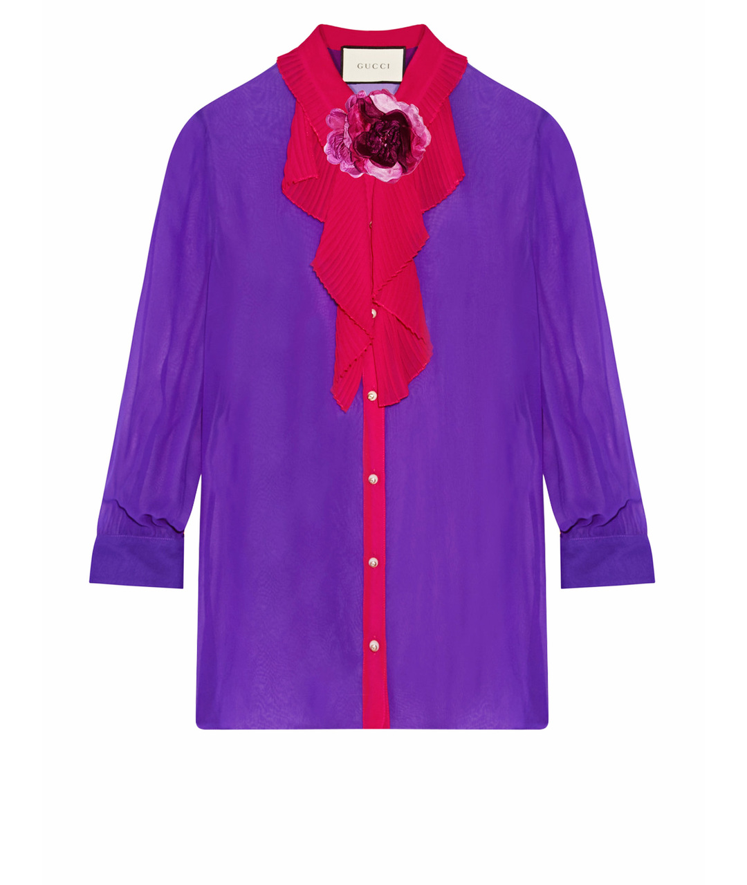 GUCCI Фиолетовая шелковая рубашка, фото 1