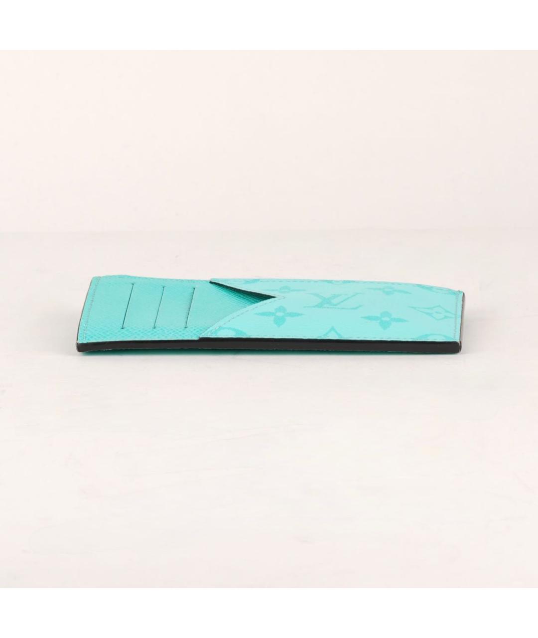 LOUIS VUITTON Бирюзовый кожаный кардхолдер, фото 4