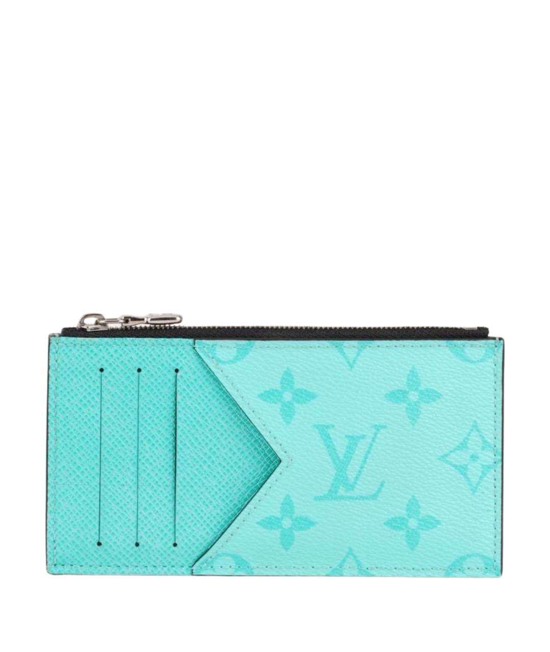 LOUIS VUITTON Бирюзовый кожаный кардхолдер, фото 1