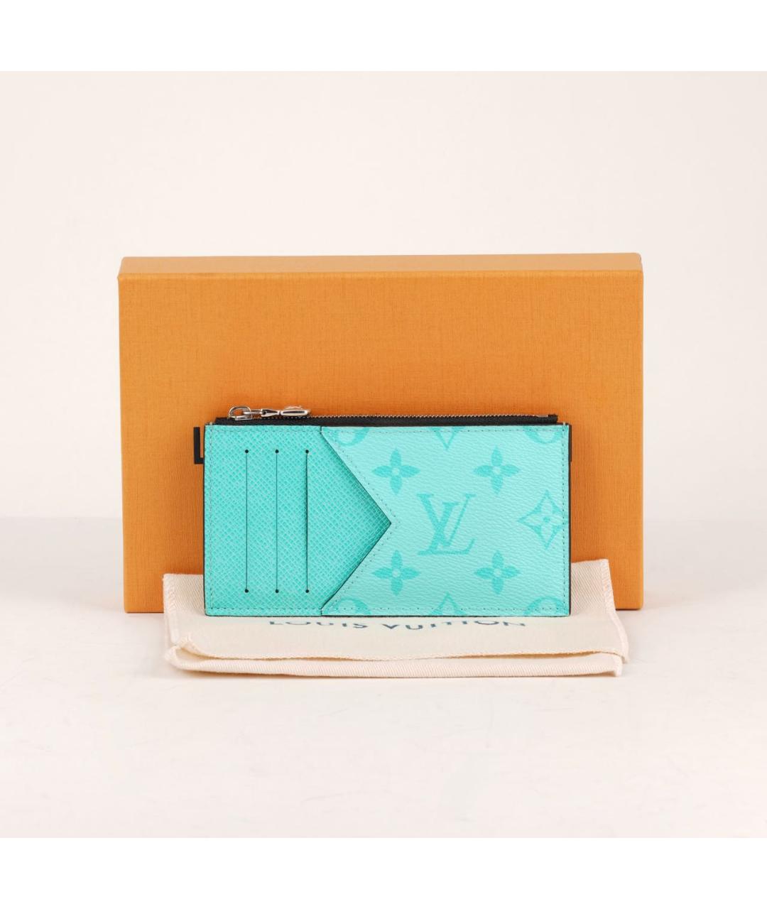 LOUIS VUITTON Бирюзовый кожаный кардхолдер, фото 2