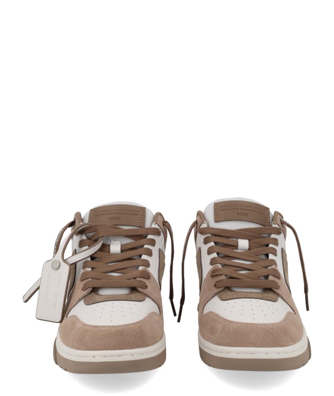 OFF-WHITE Бежевые кожаные низкие кроссовки / кеды, фото 3