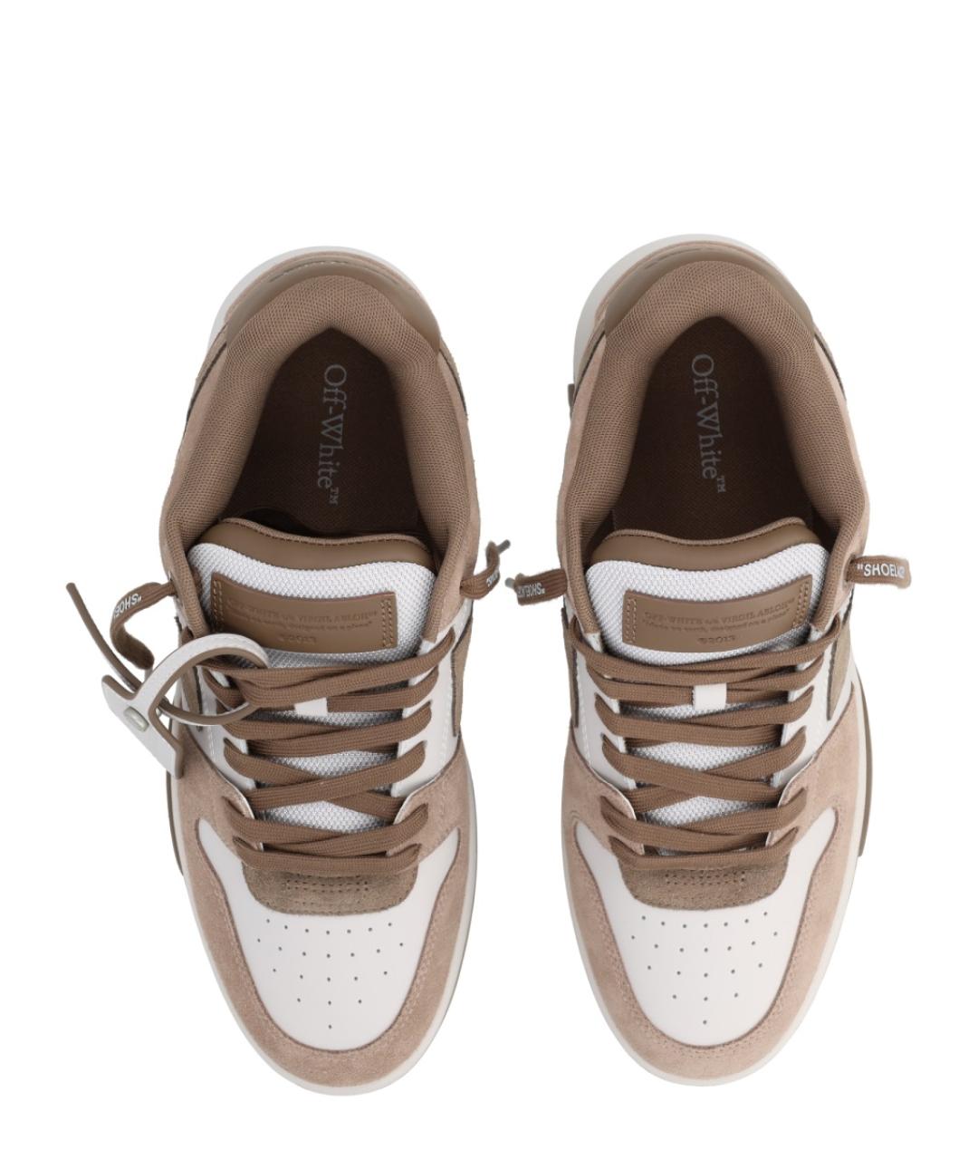 OFF-WHITE Бежевые кожаные низкие кроссовки / кеды, фото 5