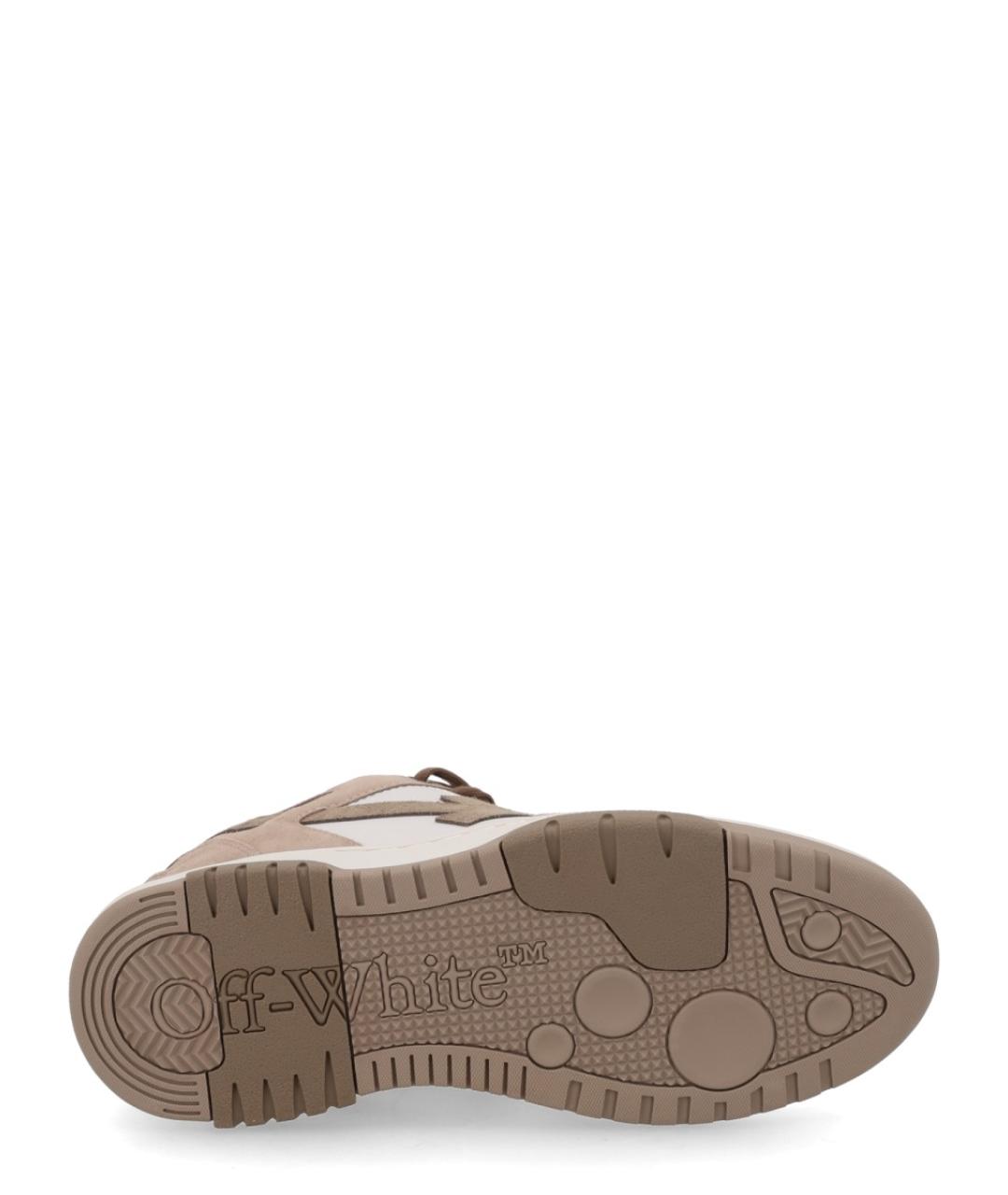 OFF-WHITE Бежевые кожаные низкие кроссовки / кеды, фото 6