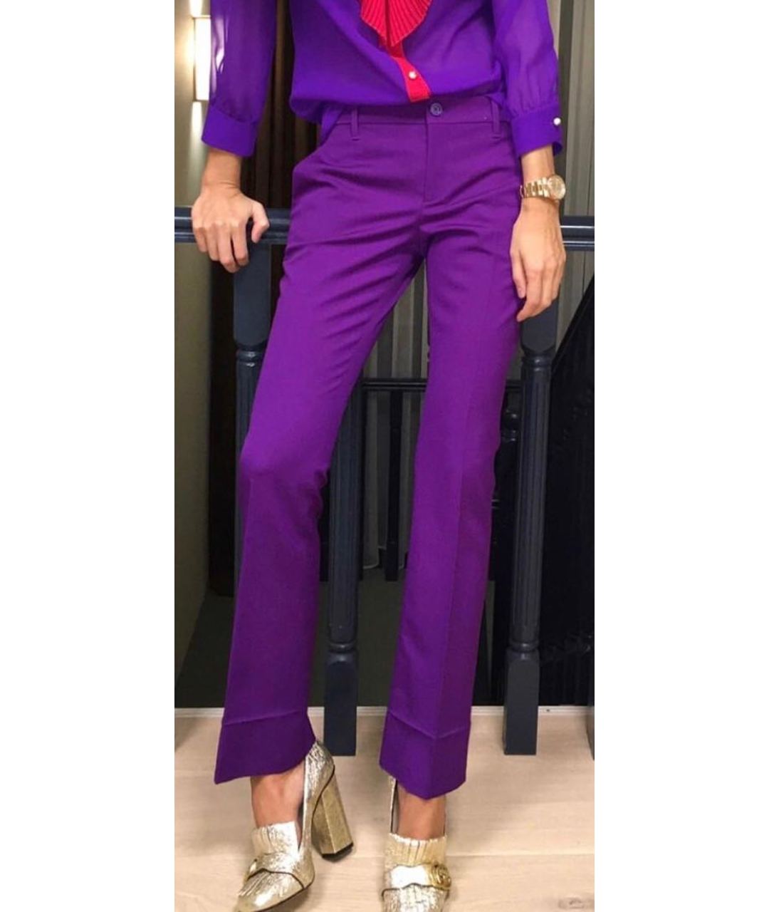 GUCCI Фиолетовые прямые брюки, фото 4