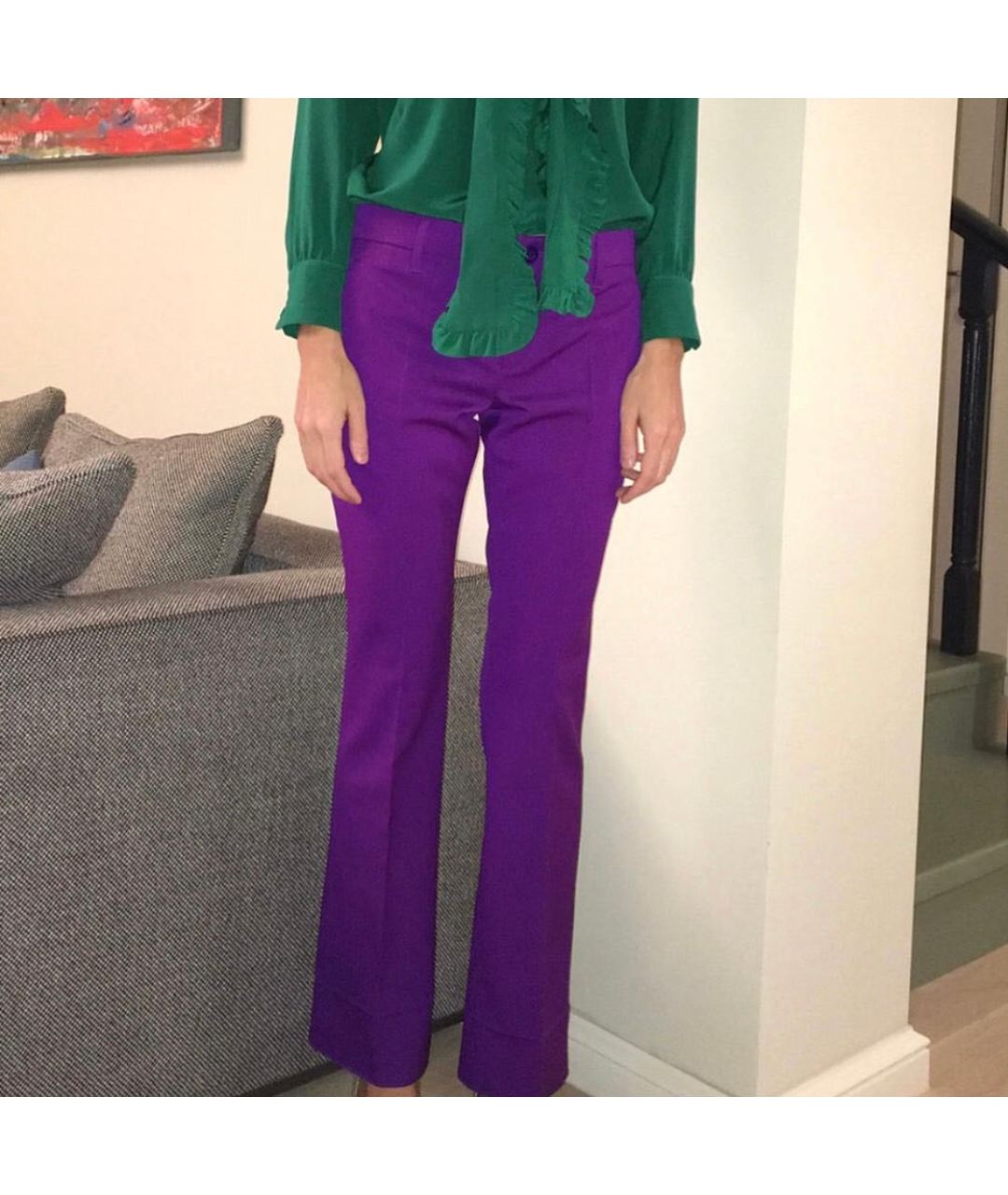 GUCCI Фиолетовые прямые брюки, фото 2