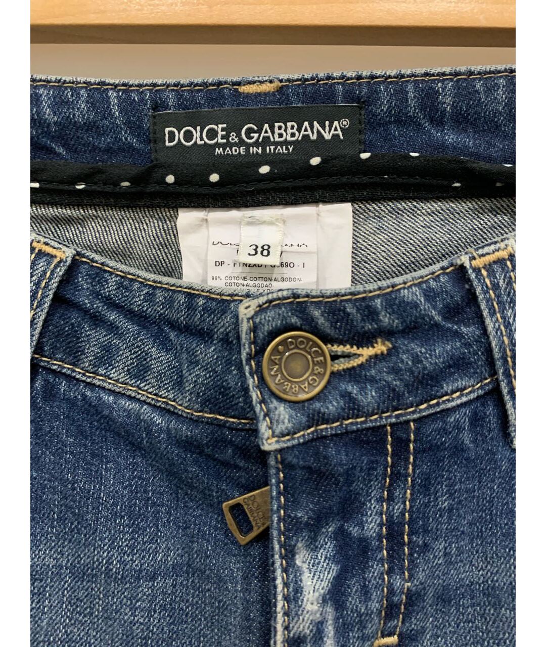 DOLCE&GABBANA Темно-синие хлопковые прямые джинсы, фото 3