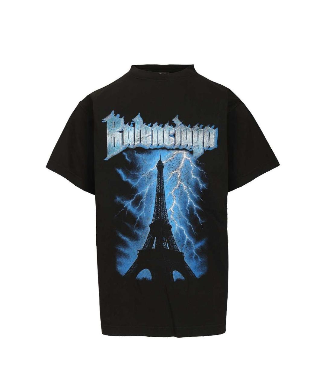 BALENCIAGA Черная хлопковая футболка, фото 1