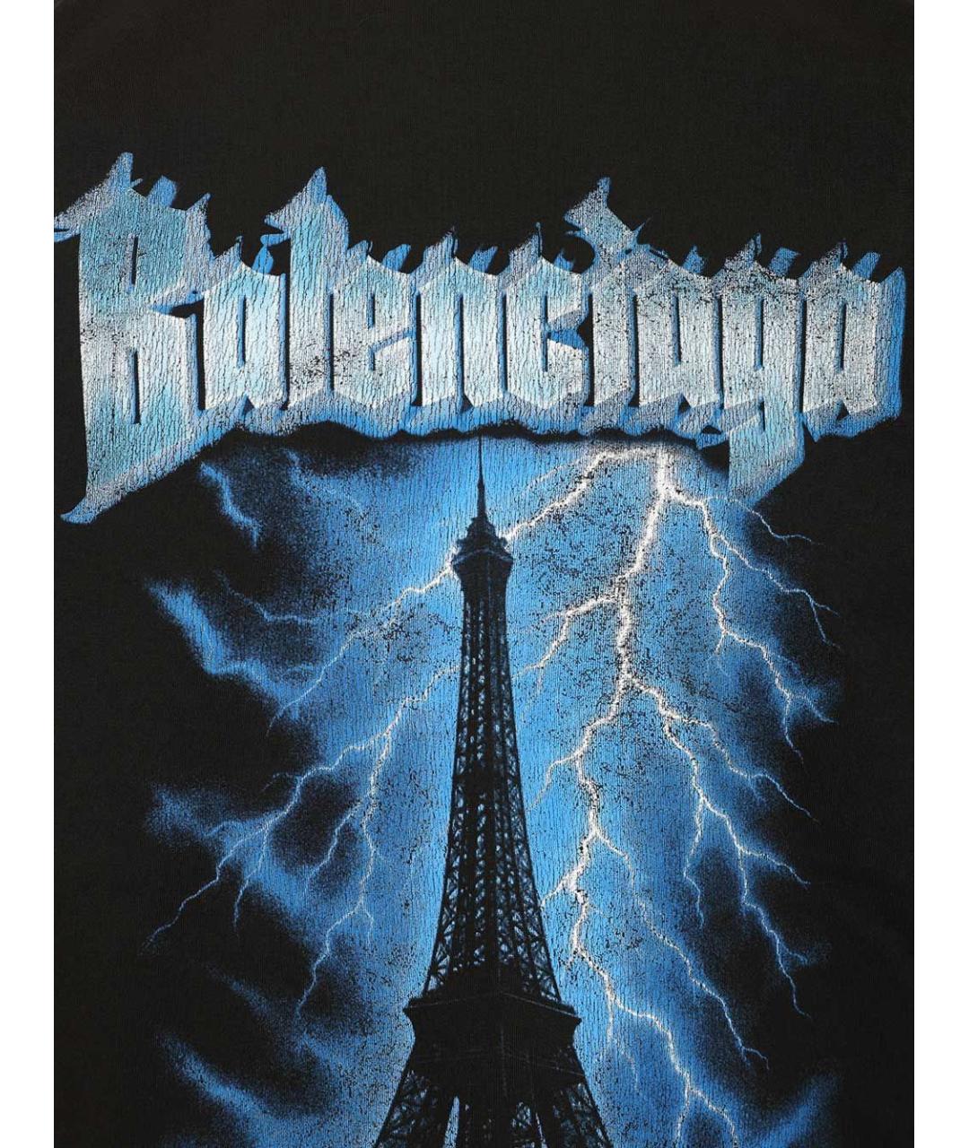 BALENCIAGA Черная хлопковая футболка, фото 3