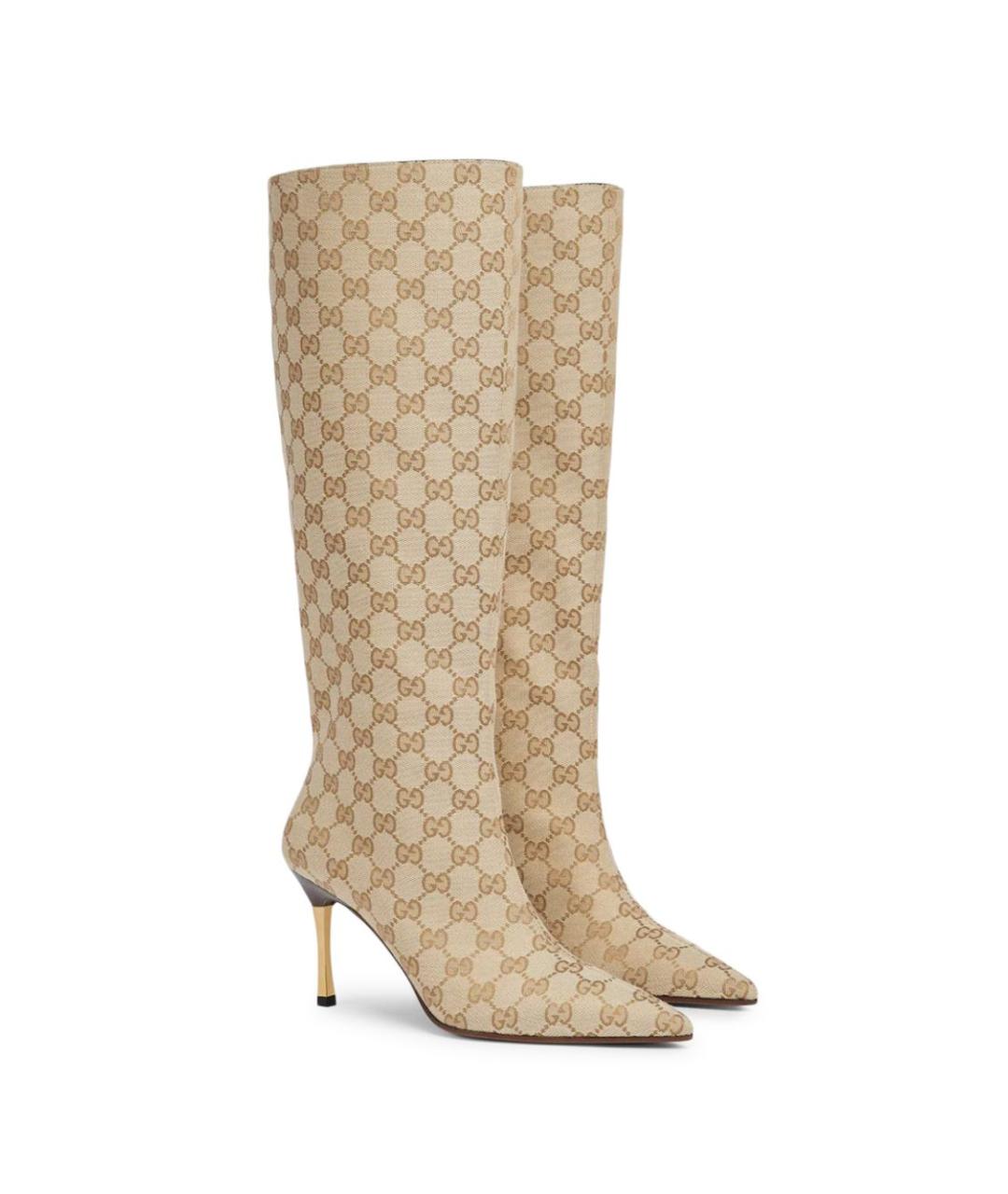 GUCCI Бежевые текстильные сапоги, фото 3
