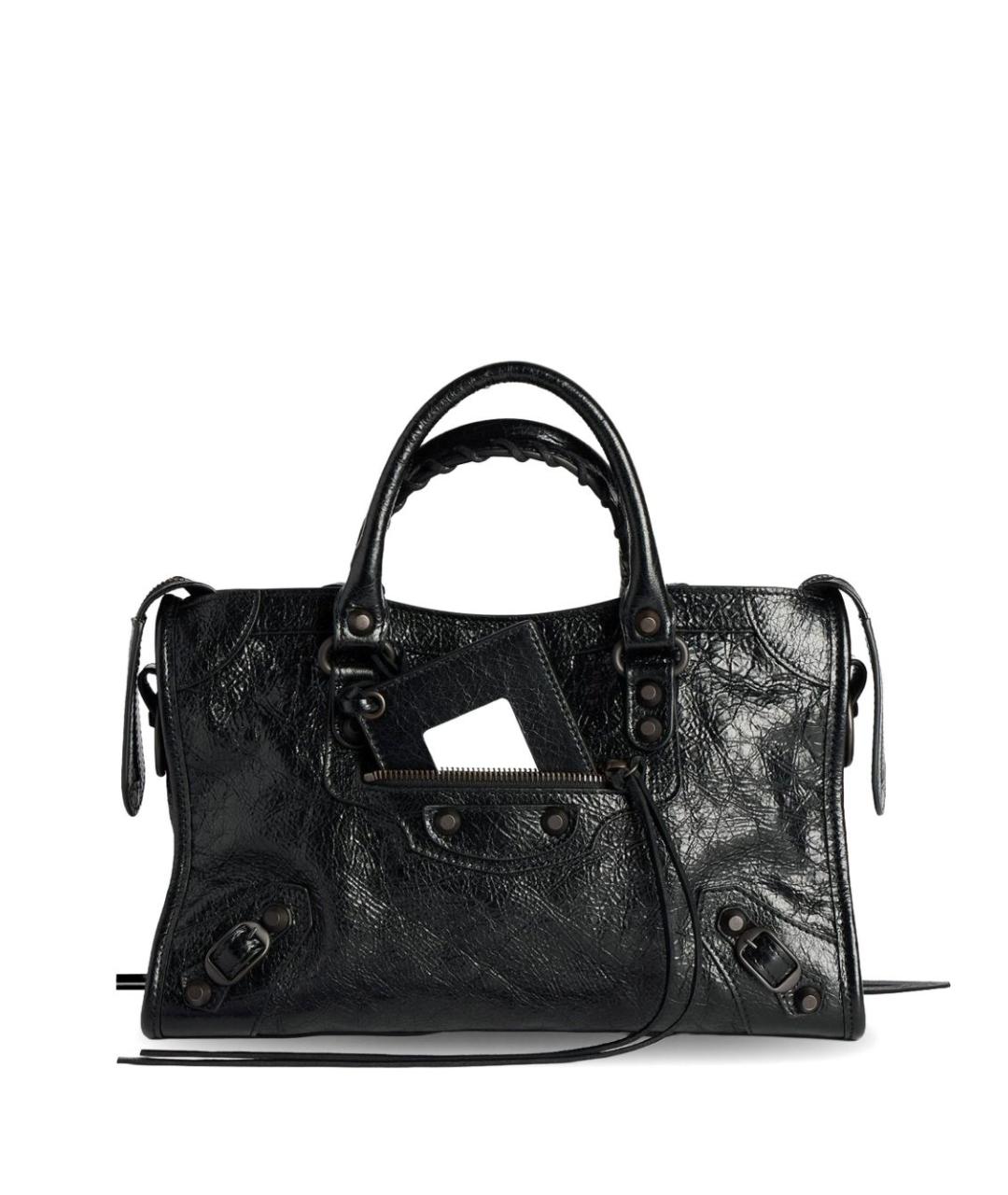 BALENCIAGA Черная кожаная сумка тоут, фото 1