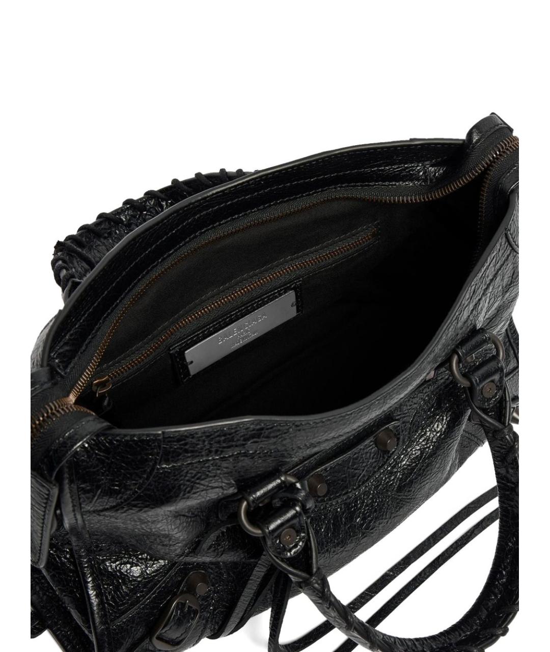 BALENCIAGA Черная кожаная сумка тоут, фото 4