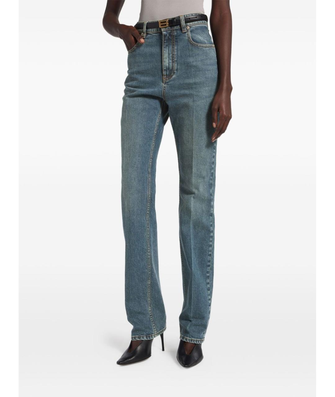 BALENCIAGA Синие хлопковые прямые джинсы, фото 3