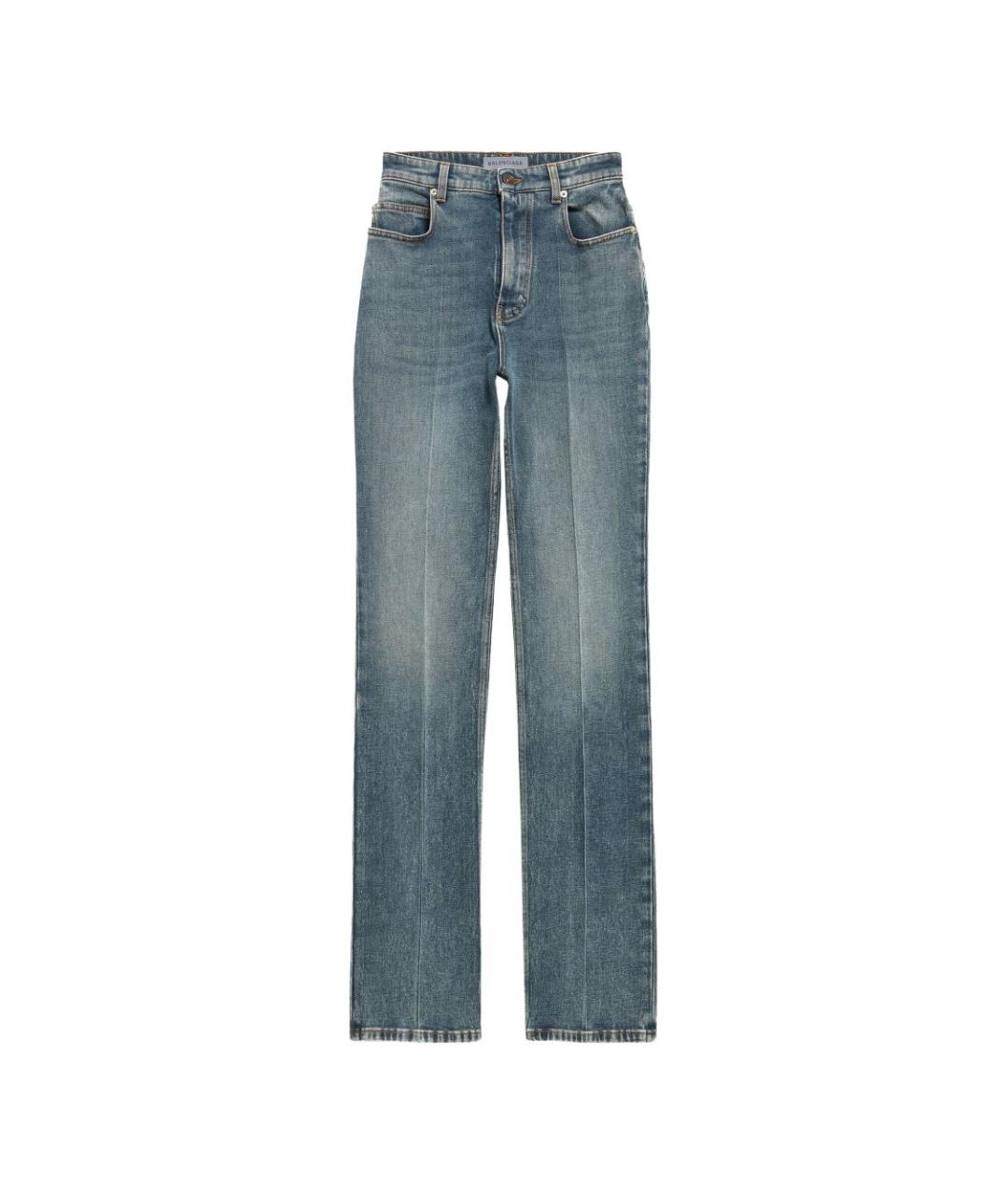 BALENCIAGA Синие хлопковые прямые джинсы, фото 1
