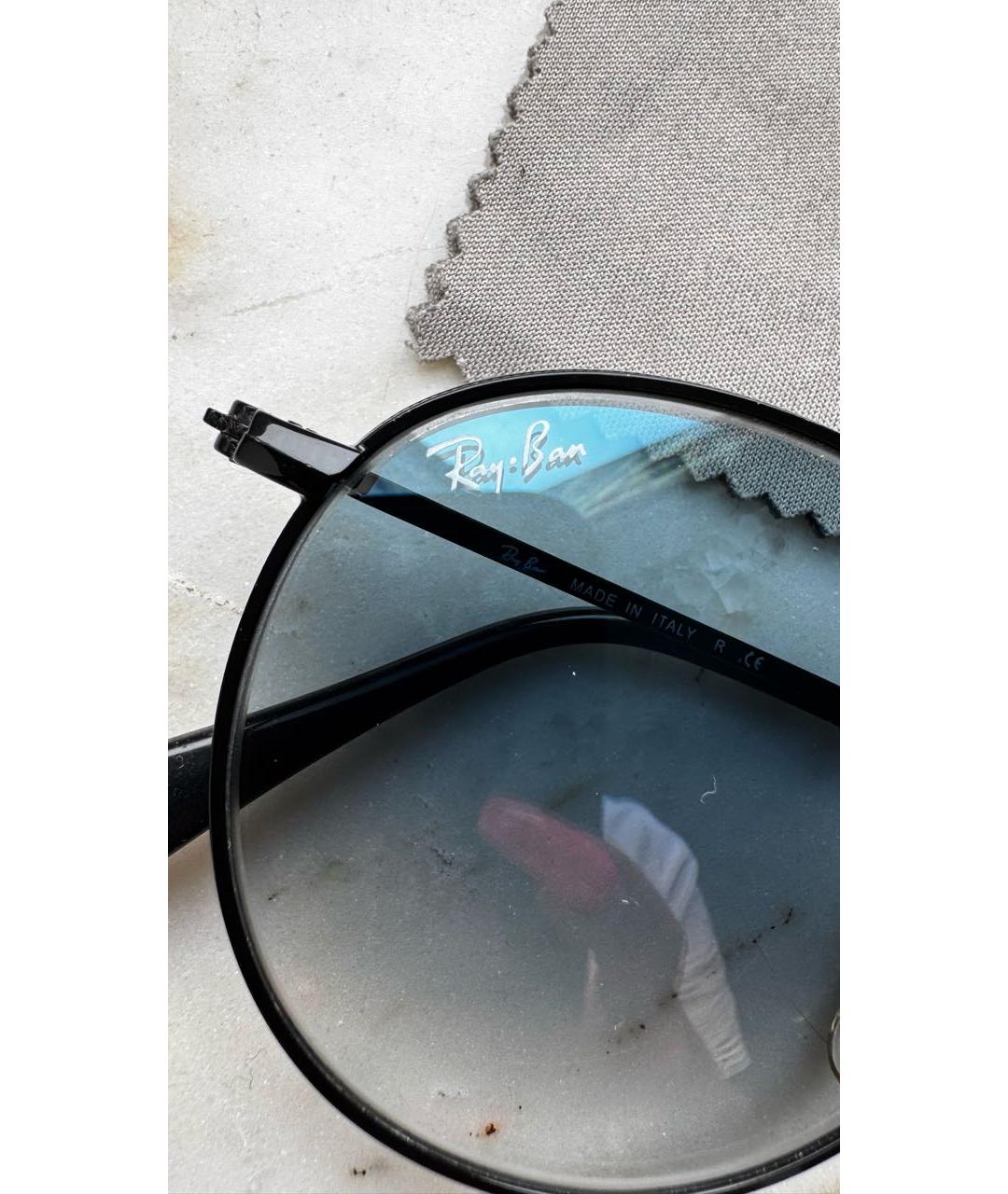 RAY BAN Черные металлические солнцезащитные очки, фото 2