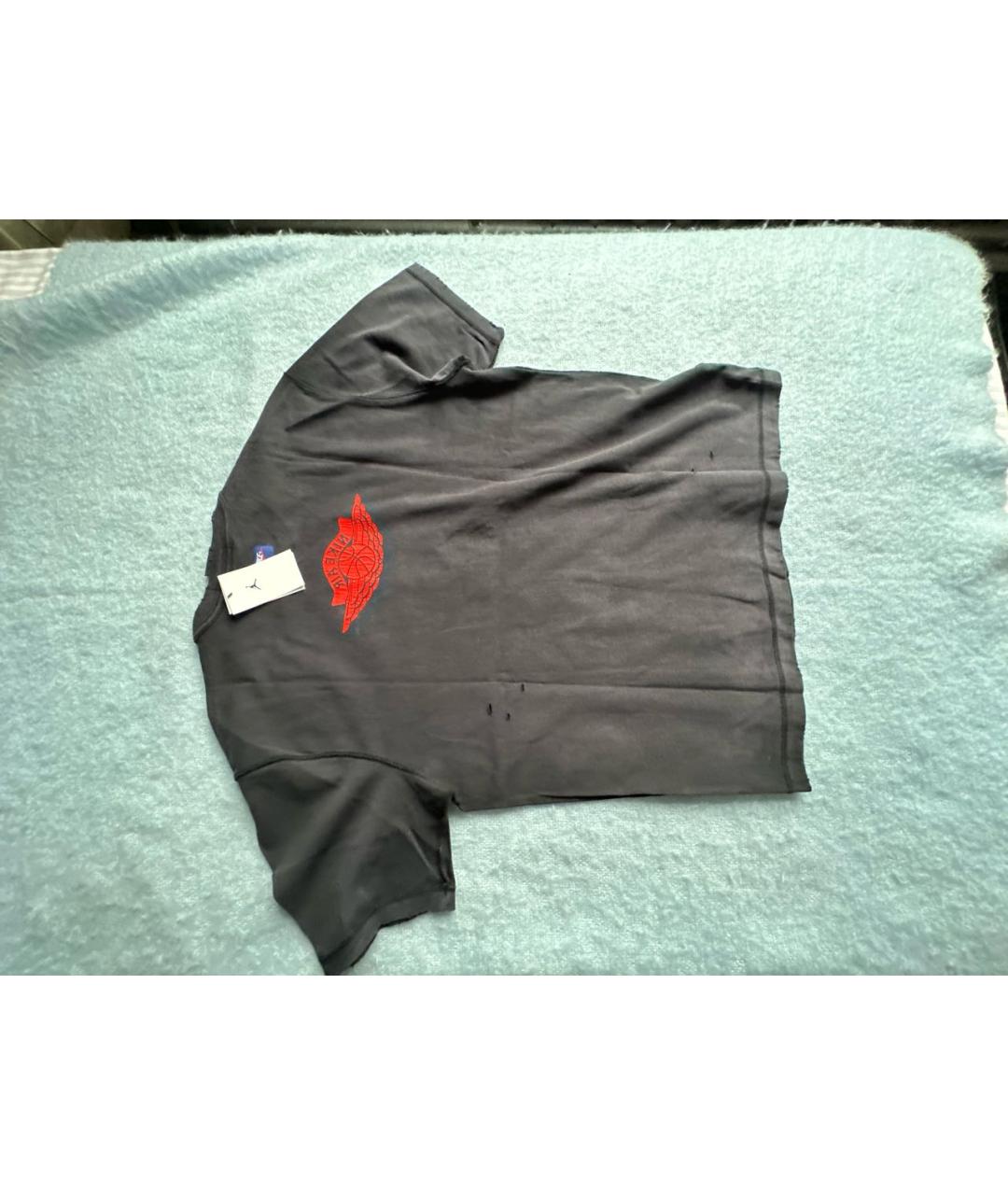 JORDAN Черная хлопковая футболка, фото 2