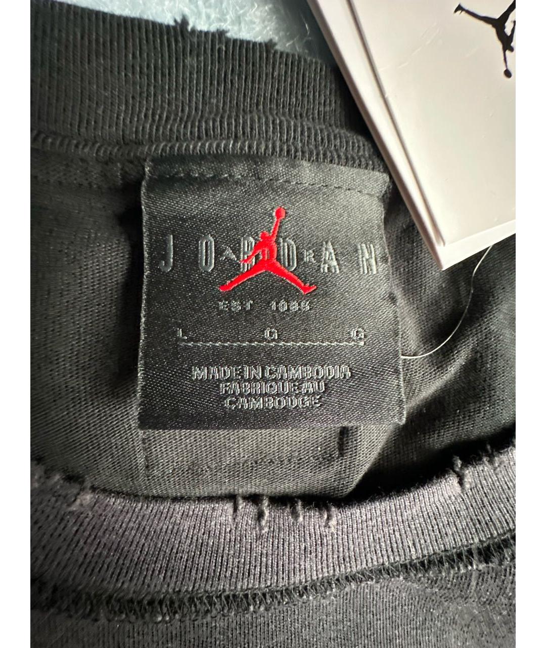 JORDAN Черная хлопковая футболка, фото 3