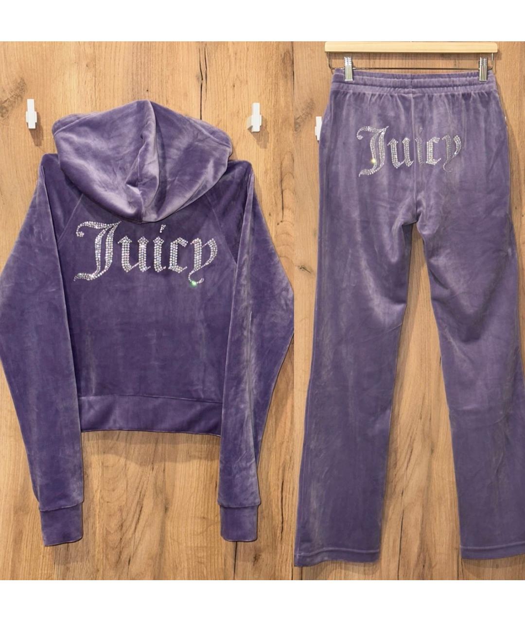 JUICY COUTURE Фиолетовый велюровый костюм с брюками, фото 8