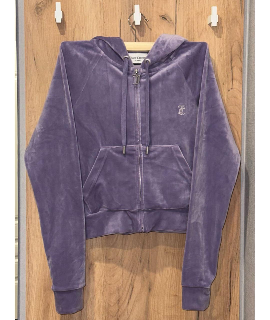 JUICY COUTURE Фиолетовый велюровый костюм с брюками, фото 3