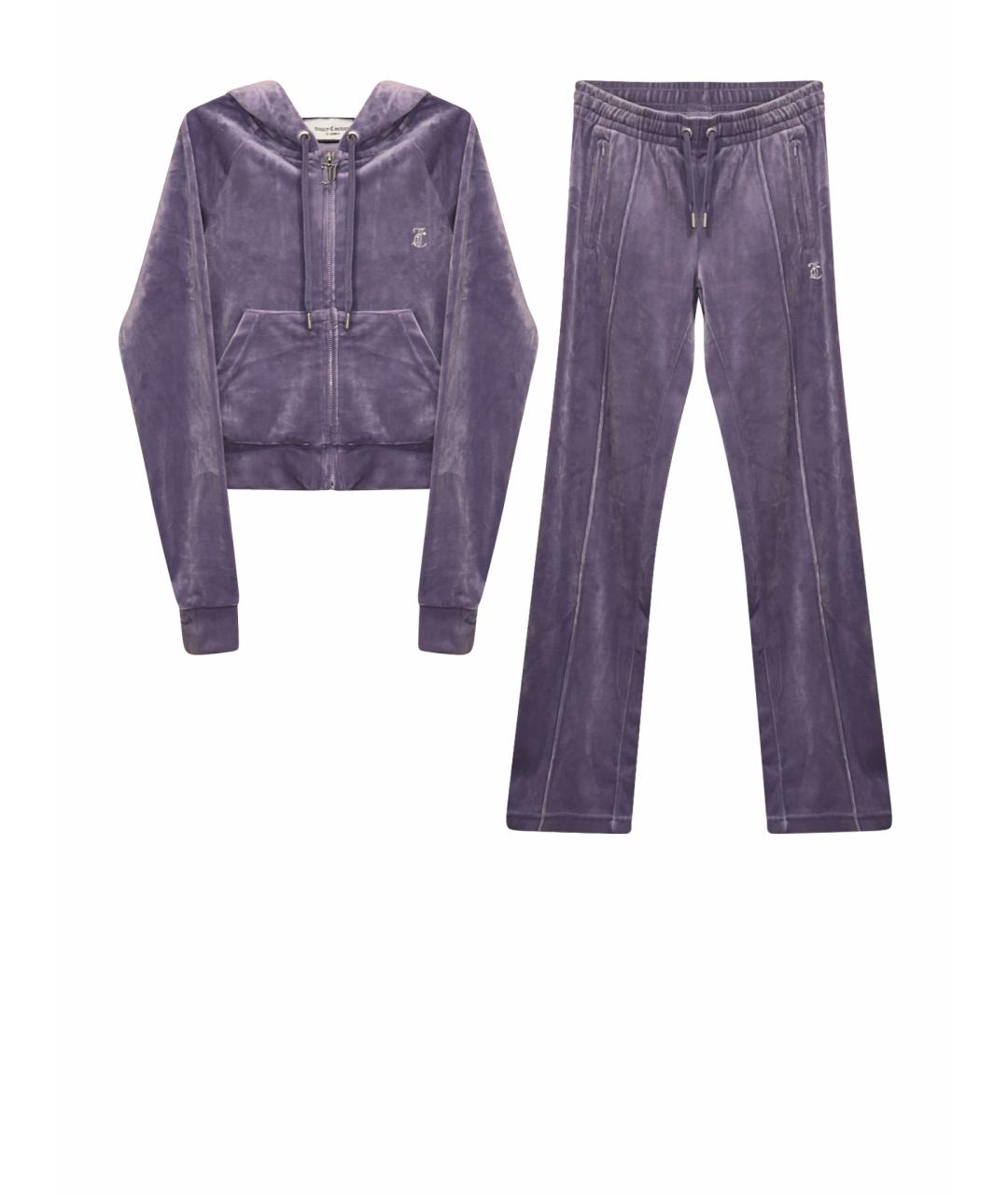 JUICY COUTURE Фиолетовый велюровый костюм с брюками, фото 1