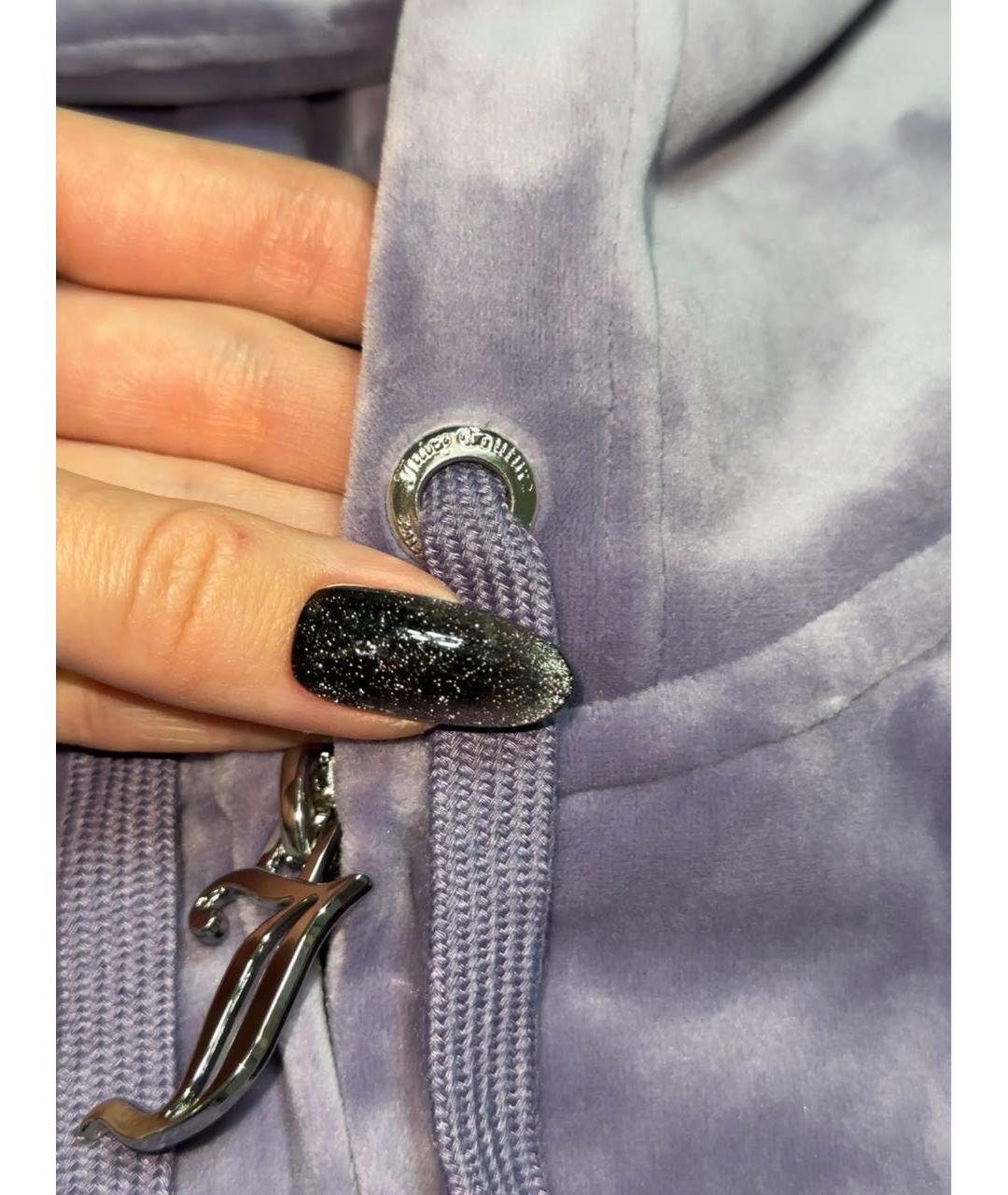 JUICY COUTURE Фиолетовый велюровый костюм с брюками, фото 6