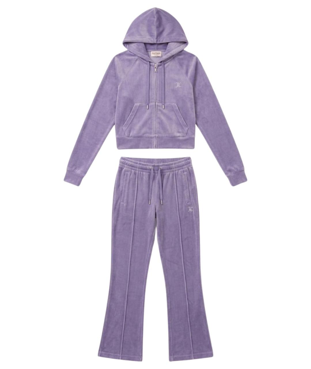JUICY COUTURE Фиолетовый велюровый костюм с брюками, фото 1