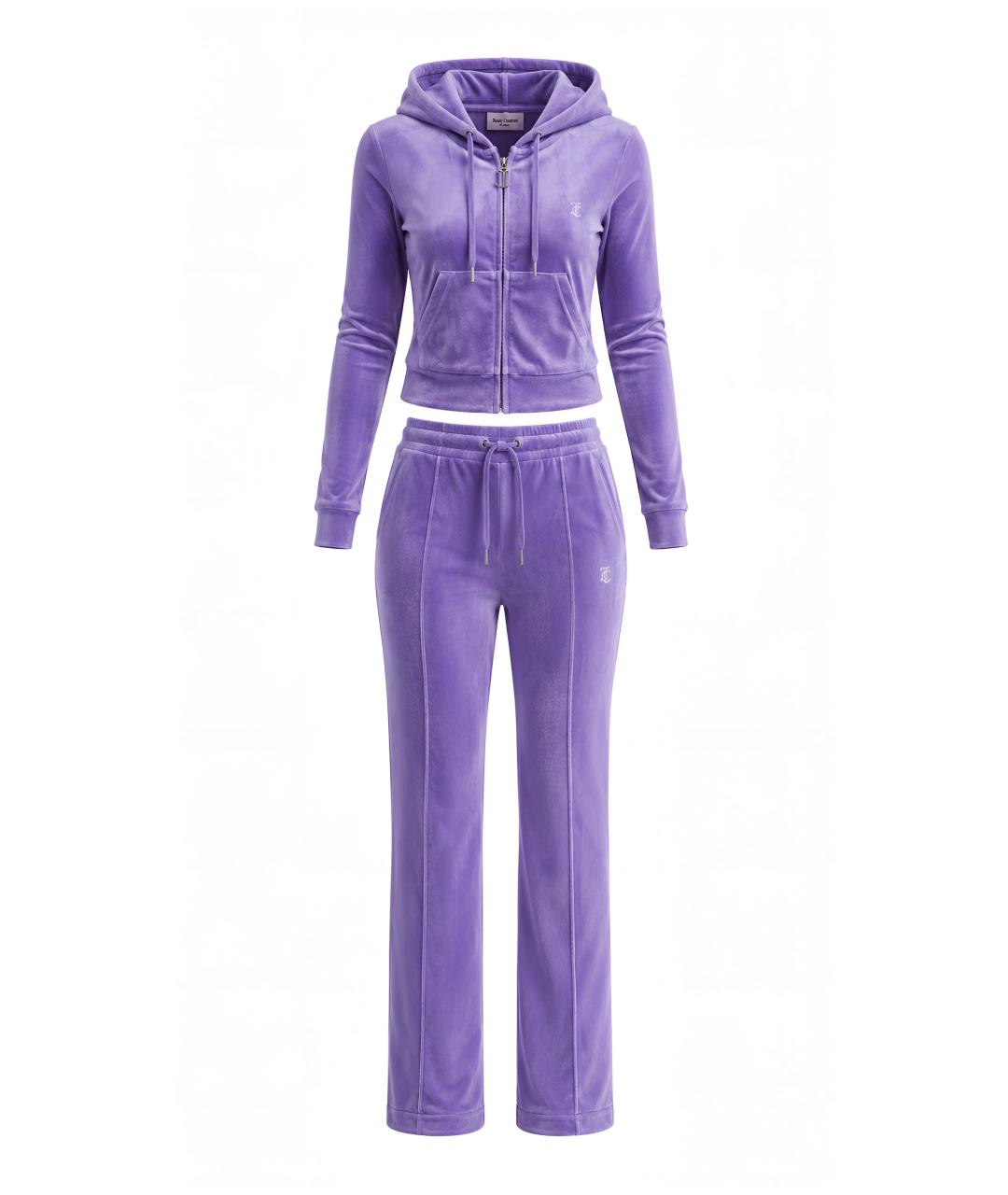 JUICY COUTURE Фиолетовый велюровый костюм с брюками, фото 1