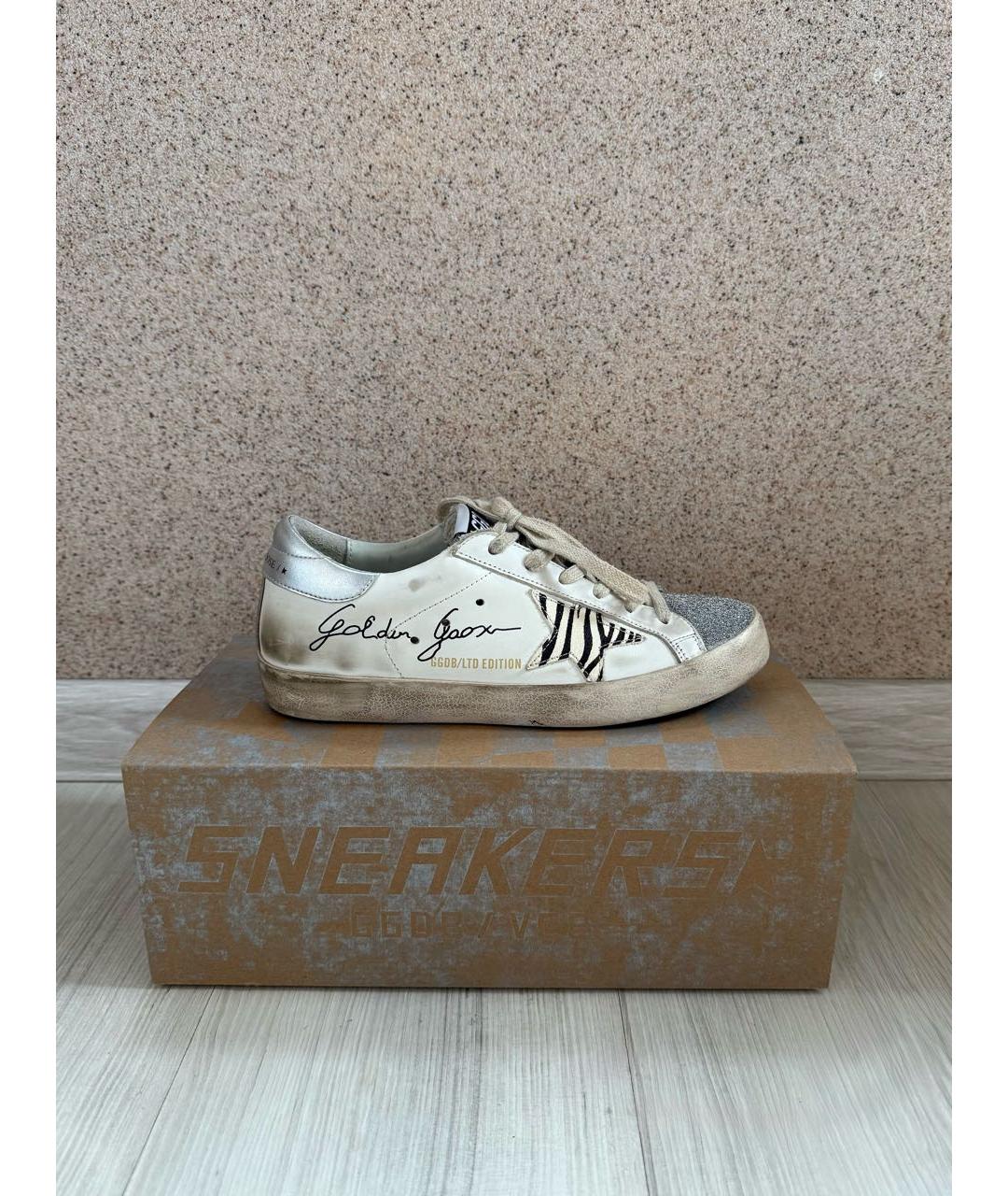 GOLDEN GOOSE DELUXE BRAND Бежевые кожаные кеды, фото 6