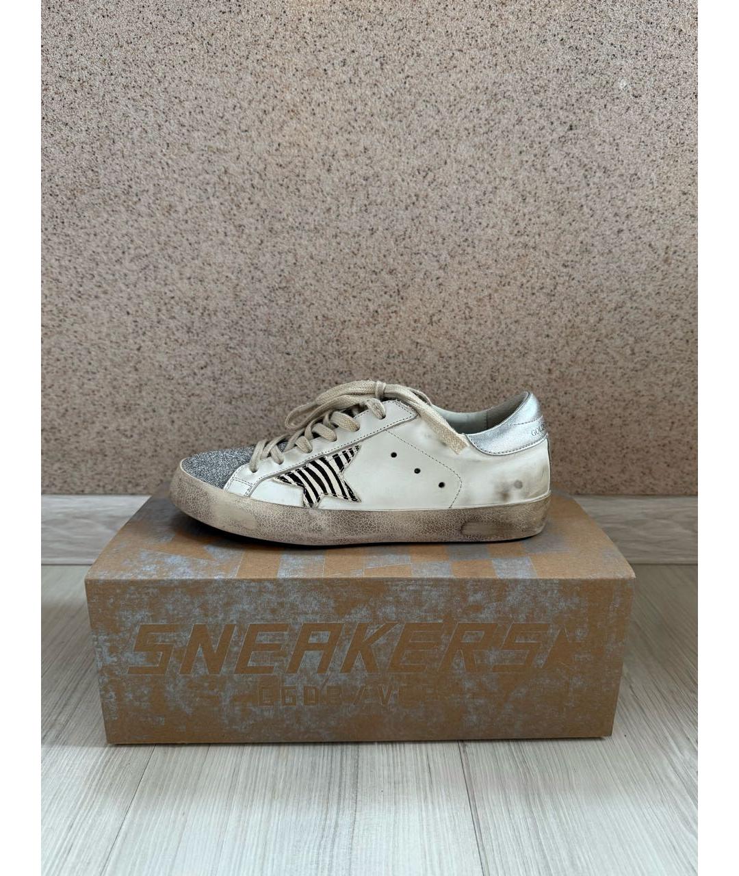 GOLDEN GOOSE DELUXE BRAND Бежевые кожаные кеды, фото 5