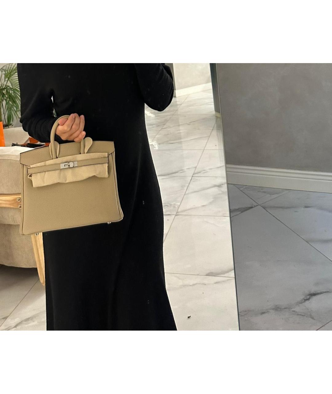 HERMES Бежевая кожаная сумка с короткими ручками, фото 2