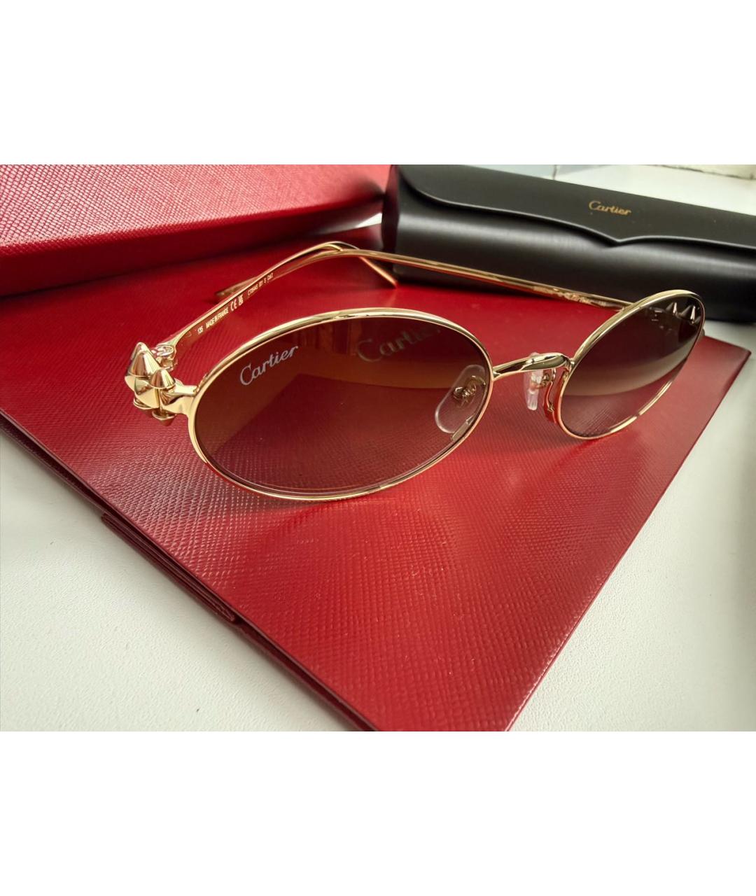 CARTIER Золотые металлические солнцезащитные очки, фото 5