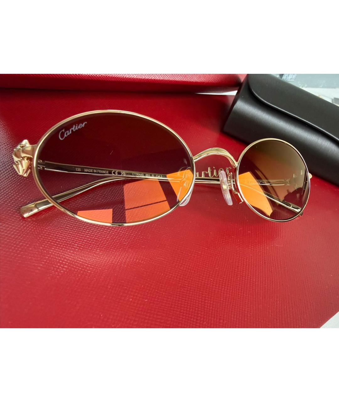 CARTIER Золотые металлические солнцезащитные очки, фото 2